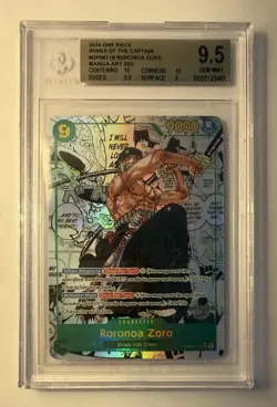 Bandai One Piece Roronoa Zoro Alt Art Manga Foil OP06-118 ENG BGS 9.5 REGRADE - Image 1
