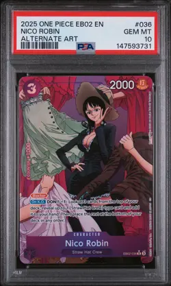 One Piece - Nico Robin EB02-036 Alternate Art Rare (EN) PSA 10 - Image 1