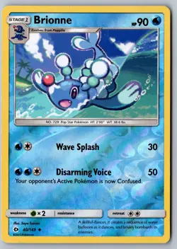 Pokemon: Brionne Reverse Holo Uncommon SM Base Set 40/149 LP/MP - Image 1