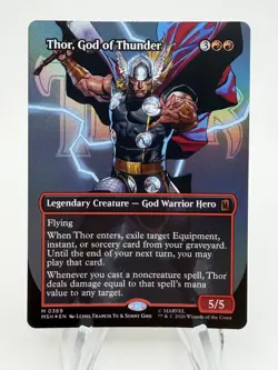 MTG Marvel Super Heroes THOR, GOD OF THUNDER Borderless Foil Mythic #369 - Image 1