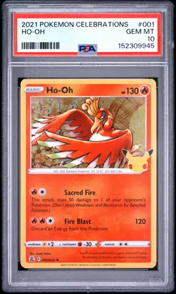 2021 POKEMON CELEBRATIONS #001 HO-OH PSA 10 - Image 1
