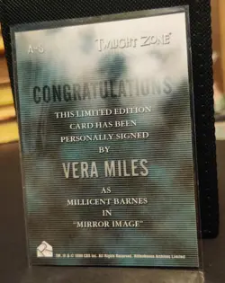 1999 Rittenhouse Twilight Zone Vera Miles Autograph A-8 "Mirror Image" On-Card - Image 2