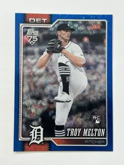 2026 Topps Series 1 Rookie Troy Melton Blue Holo Foil /150 RC #212 Tigers - Image 1