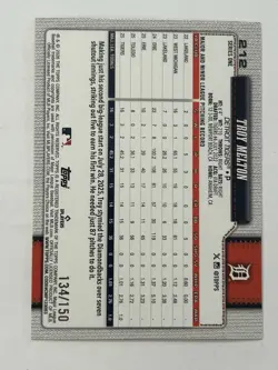 2026 Topps Series 1 Rookie Troy Melton Blue Holo Foil /150 RC #212 Tigers - Image 2