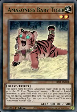 Amazoness Baby Tiger - Green Ultra Rare 1st Edition LDS1-EN023 - NM - YuGiOh - Image 1