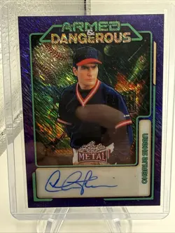 Charlie Sheen Auto Armed And Dangerous Shimmer 2026 Leaf Metal Baseball! /7! - Image 1