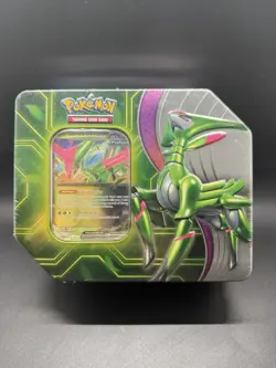 Pokemon Paradox Clash Tin (Iron Leaves Ex) Factory Sealed New. 5 Packs + Promo - Image 1