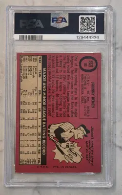 Johnny Bench 1969 O-Pee-Chee PSA 5 EX All-Star Rookie Card #95 Reds OPC - Image 2