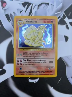 Pokemon Ninetails Base Set Holo Card 12/102 1999 WOTC Rare - Image 1