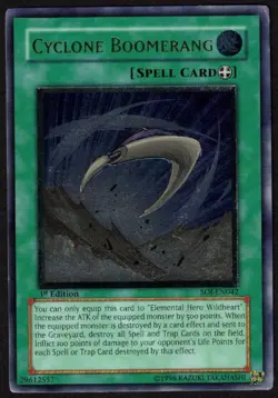 Yugioh Cyclone Boomerang SOI-EN042 Ultimate Rare 1st Ed - MP - Image 1