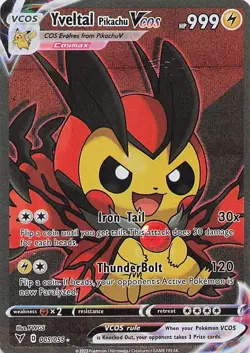 Yvetal Pikachu Pokemon Card VCOS Holo Cosplay - Image 1