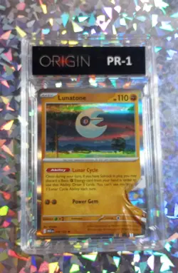 Rare Poor Lunatone 074/132 Mega Evolution Holo Graded PR1 Pokemon Card AlienShip - Image 1
