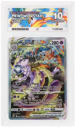 ACE 10 Mewtwo VSTAR GG44/GG70 Crown Zenith Full Art Holo Pokemon Card - Gem Mint - Image 1