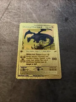 Shining Charizard 107/105 Gold Foil Pokemon Card First Edition Fan Art Card - Image 1