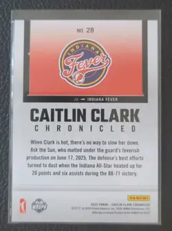Caitlin Clark CHRONICLED - 2025 WNBA Panini #28 "Burns Hotter Than The Sun" - Image 2