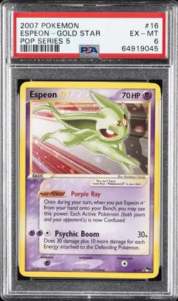 2007 POKEMON POP SERIES 5 #16 ESPEON-GOLD STAR PSA 6 - Image 1