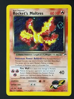 SWIRL 🌀Rocket’s Moltres 12/132 Gym Heroes Unlimited Holo Pokemon TCG LP - Image 2