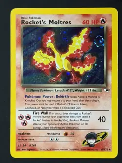 SWIRL 🌀Rocket’s Moltres 12/132 Gym Heroes Unlimited Holo Pokemon TCG LP - Image 3