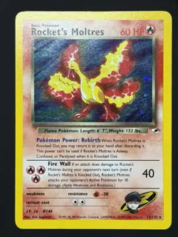 SWIRL 🌀Rocket’s Moltres 12/132 Gym Heroes Unlimited Holo Pokemon TCG LP - Image 5