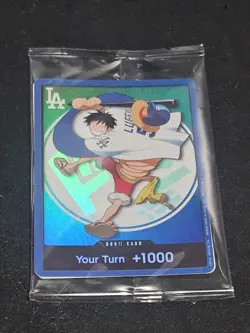 One Piece x Dodgers Card Promo & Straw Hat! Monkey Luffy Your Turn +1000 Sealed - Image 1