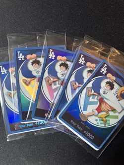 5 Bandai One Piece x LA Dodgers Monkey D. Luffy Don!! Card Only Promo Holo. New - Image 1