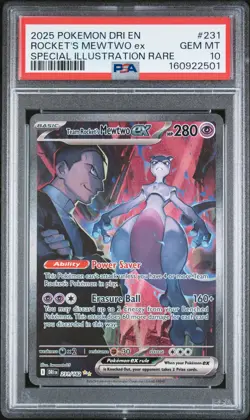 Team Rocket's Mewtwo EX 231/182 PSA 10 destined Rivals Pokemon Card Game - Image 3