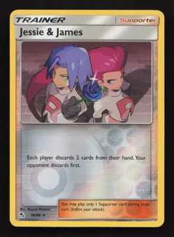 Pokemon Card Jessie and James 58/68 Hidden Fates Reverse Holo NM - Image 1
