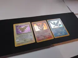 LP / MP Pokemon HOLO TCG Zapdos Noltres And Articuno Fossil Vintage 3 Card Lot - Image 1