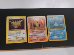 LP / MP Pokemon HOLO TCG Zapdos Noltres And Articuno Fossil Vintage 3 Card Lot - Image 2