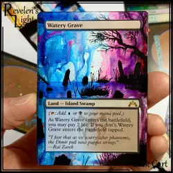 Watery Grave Altered Art - Hand Painted MTG Alter - Magic - Revelen's Light - Image 1