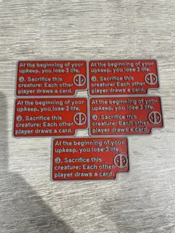 Deadpool, Trading Card Text Box Token MTG Set Of 5 - Image 4