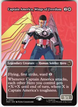 MAGIC MTG CAPTAIN AMERICA, WINGS OF FREEDOM (BORDERLESS) 353 MARVEL SUPER HEROES - Image 1