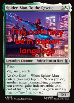 MTG SPIDER-MAN, TO THE RESCUE FOIL EXC SPIDER-MAN, PRONTO AD AIUTARE 228 MSH - Image 1