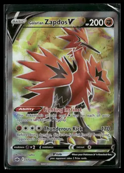 Chilling Reign 173 Galarian Zapdos V Ultra Rare - Image 1
