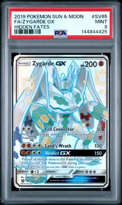 2019 POKEMON SUN & MOON HIDDEN FATES #SV65 FULL ART/ZYGARDE GX PSA 9 - Image 1