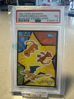 1999 Topps Pokemon Charmander Charmeleon Charizard Movie Sticker - PSA 7 - Image 1