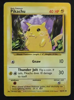 Pokemon TCG Pikachu 058/102 Base Set Unlimited Yellow Cheeks Regular HP - Image 1