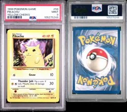 1999 POKEMON BASE SET UNLIMITED YELLOW CHEEKS #58 PIKACHU PSA 9 - Image 3