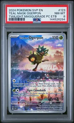 Teal Mask Ogerpon 123/167 Twilight Masquerade Pokemon Center Elite Trainer PSA 8 - Image 1