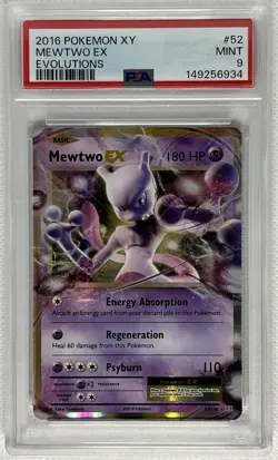 2016 Pokemon XY Evolutions Mewtwo EX 52/108 Ultra Rare Holo PSA 9 Mint - Image 1