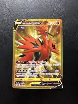Pokemon Galarian Zapdos v TCG Card 182/172 Brilliant Stars Gold Secret Rare - Image 1