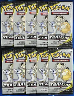 Sun & Moon Team Up Sampling Pack Fun Pack 3 Card Nm Booster Pack Sample Lot X10 - Image 1