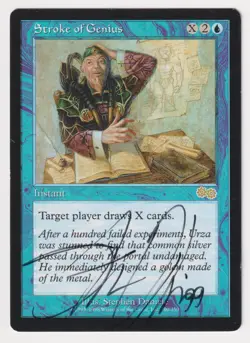 Signed Stroke of Genius HP Urza's Saga Artist Stephen Daniele Dated 99 MTG Magic - Image 1