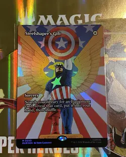 NM Borderless Foil Steelshaper's Gift, MTG, Super Heroes, Magic, 50 - Image 1