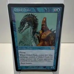 Gilded Drake - MTG Urza's Saga Rare Regular Blue Creature #76 English 1998 - Image 1