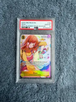 2025 ONE PIECE PROMOS OFFICIAL PLAYMAT BANDAI GAMES FEST 24-25 #106 ZEUS PSA 10 - Image 1