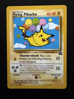 Pokemon 2001 Flying Pikachu Black Star Promo 25 Pokemon League English Nintendo - Image 1