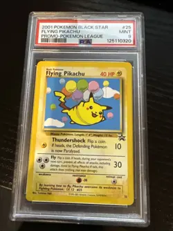 Vintage 2001 Pokemon League Promo Flying Pikachu #25 Black Star Promo PSA 9 - Image 1