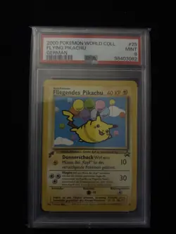 PSA 9 Flying Pikachu #25 Black Star Promo German Graded Pokemon Card. - Image 1
