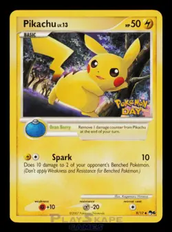 Pokemon Card Pikachu 9/17 Pokemon Day Promo Stamp POP Series 6 Uncommon LP 2007 - Image 1